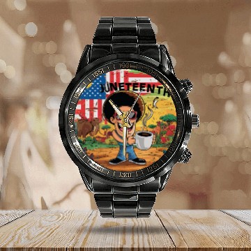 Discover Juneteenth 4Th July Celebrate Fathers Day Coffee Calendar Steel Band Watch