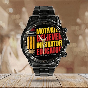 Discover Literature Teacher Motivator Believer Bookworm Calendar Steel Band Watch