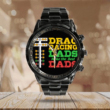 Discover Fathers Day Racing Car Lover Drag Racing Dad Calendar Steel Band Watch