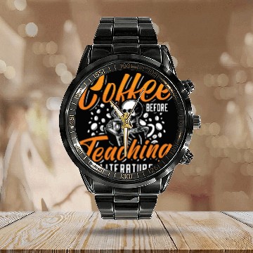 Discover Literature Teacher Coffee Bookworm Coffee Lover Calendar Steel Band Watch