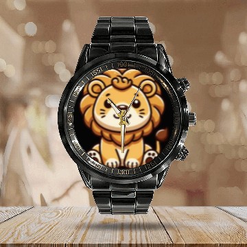 Discover Lion Cute Animals For Kids Lion King Calendar Steel Band Watch
