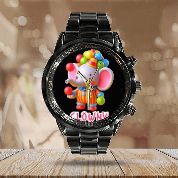 Discover Little Cute Elephant / Clowny Calendar Steel Band Watch