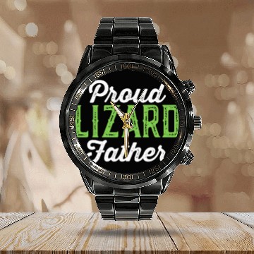 Discover Proud Lizard Father Calendar Steel Band Watch - Funny Pet Reptile