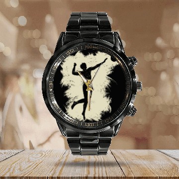 Discover Volleyball Beach Grunge Vintage Calendar Steel Band Watch