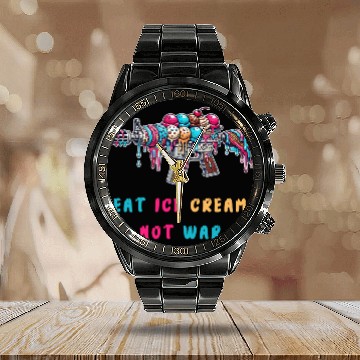 Discover Ice cream not of war Calendar Steel Band Watch