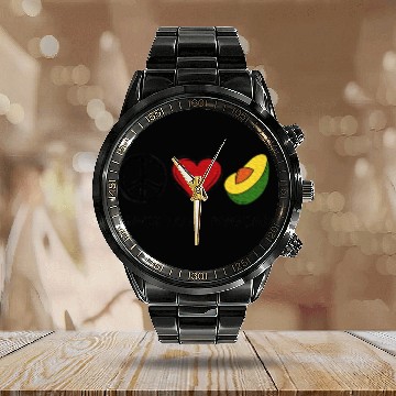 Discover Peace Love Avocado Avocado Lover Food Lover Calendar Steel Band Watch