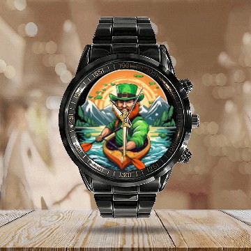 Discover St. Patrick's Day Shamrock St Paddy's Day Kayak Calendar Steel Band Watch