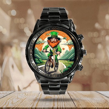 Discover St. Patrick's Day Shamrock St Paddy's Day Cycling Calendar Steel Band Watch