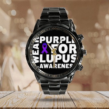 Discover I Wear Purple For Lupus Awareness Month Lupus Calendar Steel Band Watch
