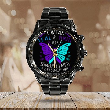 Discover I Wear Teal And Purple For Someone Calendar Steel Band Watch