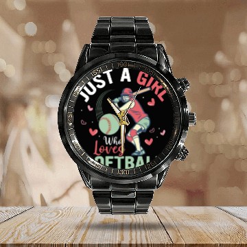 Discover Just A Girl Who Loves Softball Team Baseball Calendar Steel Band Watch
