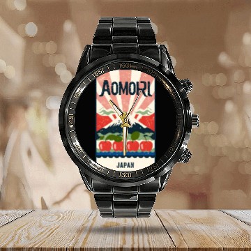 Discover Aomori Harvest: Delicious Apples Calendar Steel Band Watch