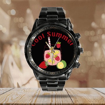 Discover Summer Strawberry Mojito Calendar Steel Band Watch
