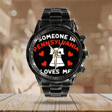 Discover Someone In Pennsylvania Loves Me Calendar Steel Band Watch