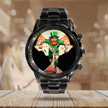 Discover St. Patrick's Day Shamrock St Paddy's Day Running Calendar Steel Band Watch