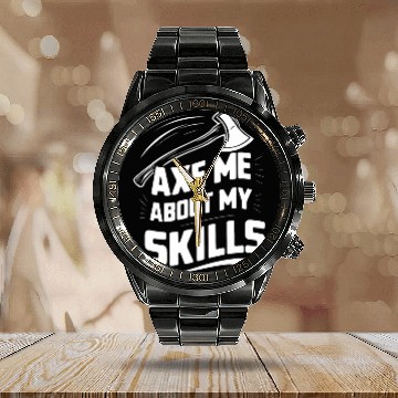 Discover Axe Throwing Enthusiasts Championship Precision Calendar Steel Band Watch