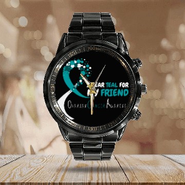 Discover I Wear Teal For My Friend Ovarian Cancer Awareness Calendar Steel Band Watch