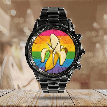 Discover LGBTQ Banana Calendar Steel Band Watch