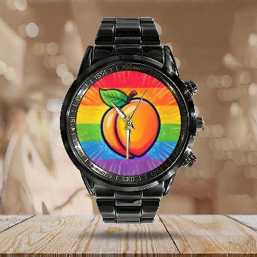 Discover LGBTQ Peach Calendar Steel Band Watch