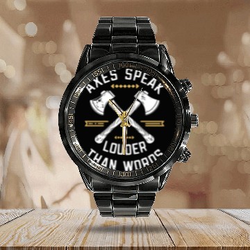 Discover Axe Throwing Enthusiasts Championship Precision Calendar Steel Band Watch