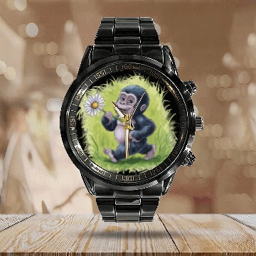 Discover Cute Monkey for Kids for a Kid Calendar Steel Band Watch
