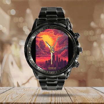Discover Beautiful View of Detroit MI Calendar Steel Band Watch