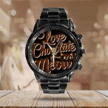 Discover I love chocolate & cats Calendar Steel Band Watch