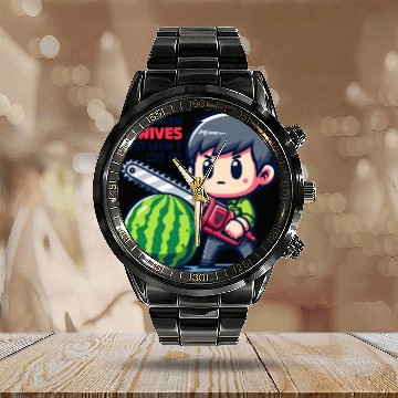 Discover Cutting Watermelon - Melon Chainsaw Calendar Steel Band Watch
