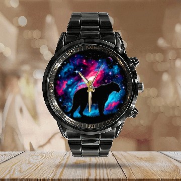 Discover Cool Galaxy Graphic Space Art Calendar Steel Band Watch