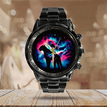 Discover Cool Leopard Galaxy Space Art Calendar Steel Band Watch