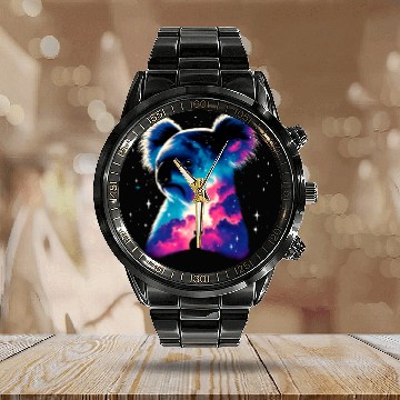 Discover Cool Galaxy Graphic Space Art Calendar Steel Band Watch