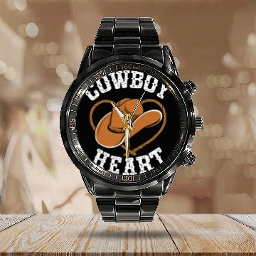 Discover Cowboy Lifestyle Western Theme with Horses and Calendar Steel Band Watch