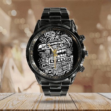 Discover Aztec God Ancient Mythology Tezcatlipoca Eagle Calendar Steel Band Watch