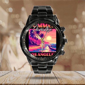Discover Summer Paradise Los Angeles Venice Beach Calendar Steel Band Watch