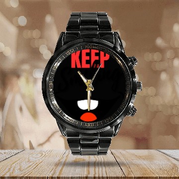 Discover Keep Smiling - Big Smile, joyful design Calendar Steel Band Watch