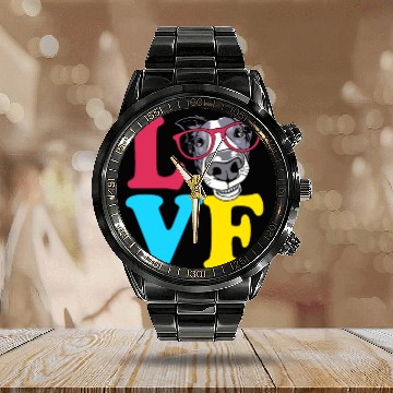 Discover Cute Dog With Sunglasses I Love My Border Collie Calendar Steel Band Watch