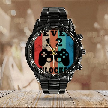 Discover 12th birthday level 12 gamer gift Calendar Steel Band Watch