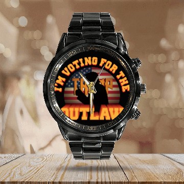 Discover I'm Voting For The Outlaw - 2024 Election Calendar Steel Band Watch