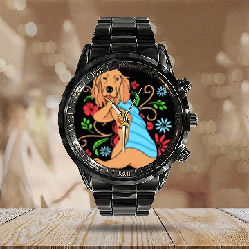 Discover Cute Heart Cocker Spaniel Mom I Love Mom Calendar Steel Band Watch