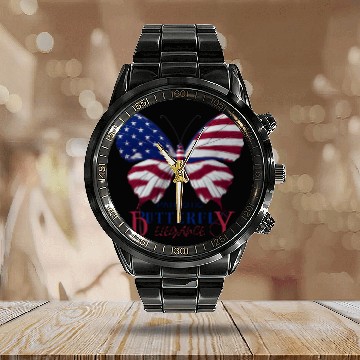 Discover PATRIOTIC butterfly elegance Calendar Steel Band Watch