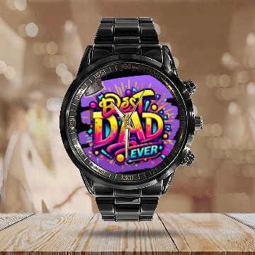 Discover BEST DAD EVER Calendar Steel Band Watch