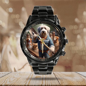 Discover Funny and cute animal or pet Republican Calendar Steel Band Watch