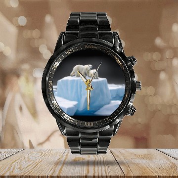 Discover Polar Bear Haven Calendar Steel Band Watch