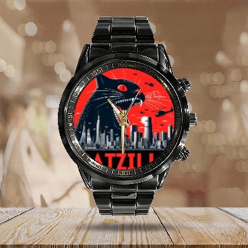 Discover Catzilla Cat Japanese Premium Calendar Steel Band Watch