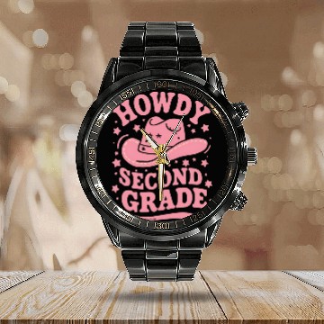 Discover Howdy 2nd Grade Cowboy Cowgirl Back To School Calendar Steel Band Watch