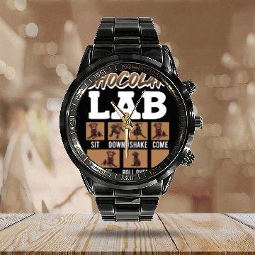 Discover Labrador Retriever CHOCOLATE LAB Commandos Calendar Steel Band Watch