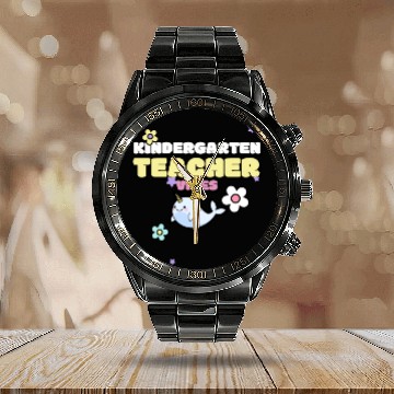 Discover Kindergarten Teacher Vibes Calendar Steel Band Watch