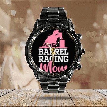 Discover Barrel Racer Rodeo Horse Barrel Racing Mom Calendar Steel Band Watch