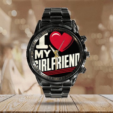 Discover I Love My Girlfriend retro vintage Calendar Steel Band Watch