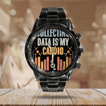 Discover Collecting Data Is My Cardio Retro Data Science Calendar Steel Band Watch